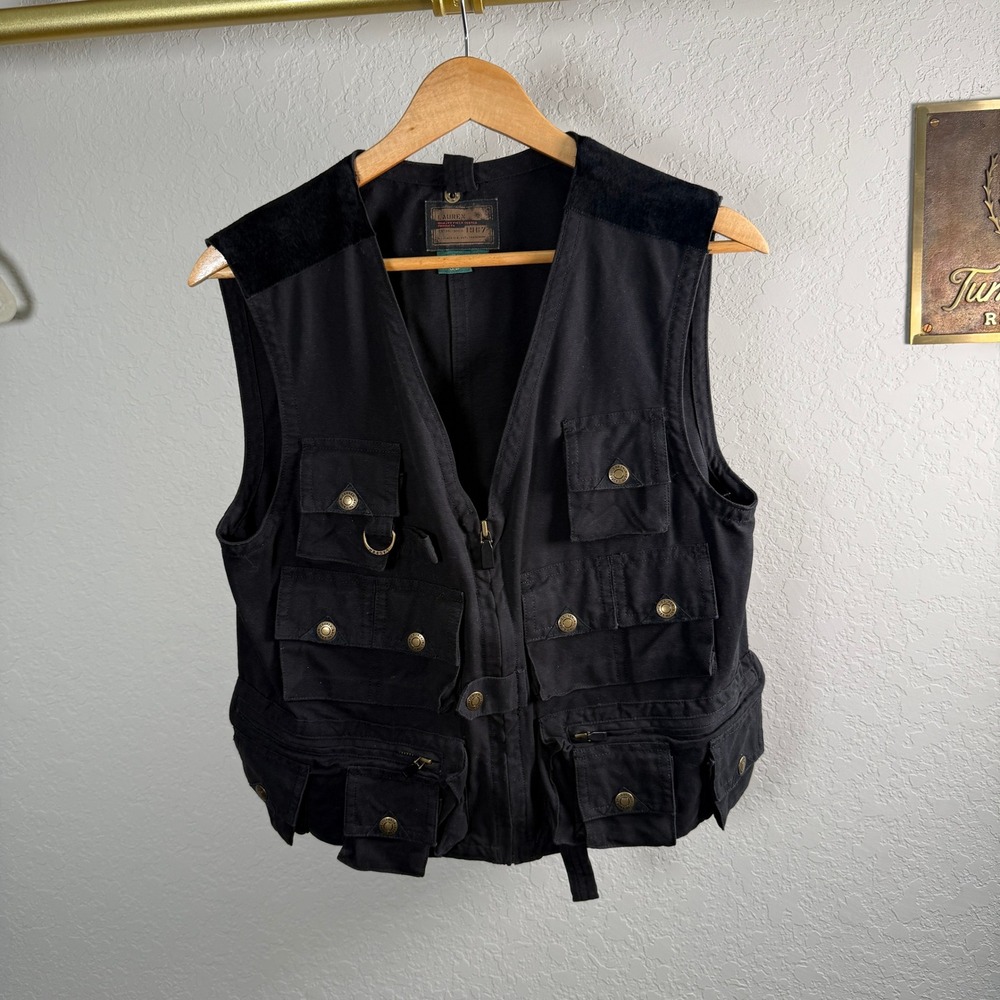 Lauren‎ by Ralph Lauren Black Utility Vest Size S Women's Multi Pocket - Picture 3 of 7